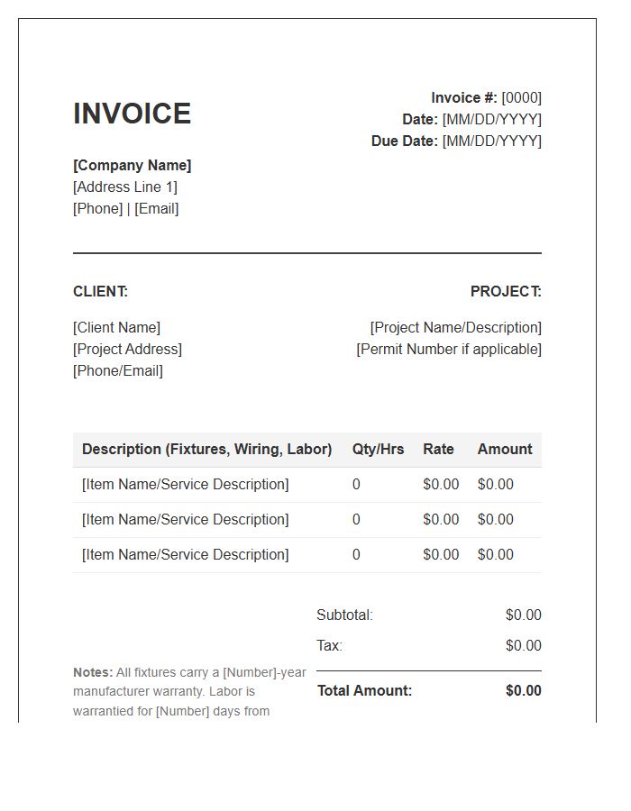 Outdoor Lighting Project Invoice Template