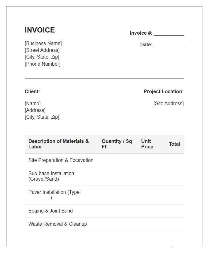 Patio Paving Service Invoice Template
