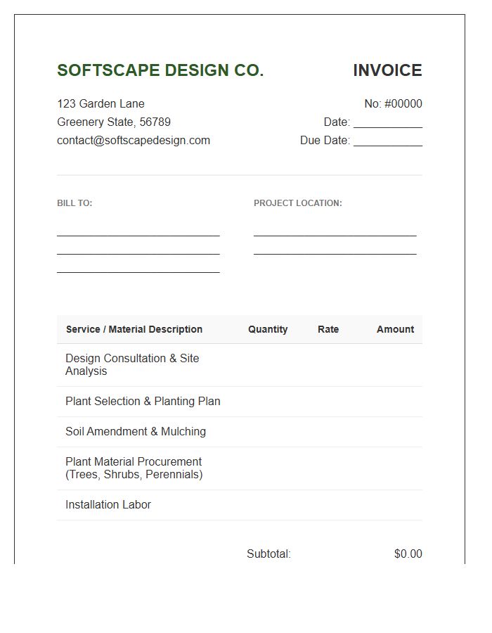 Softscape Design Service Invoice Template