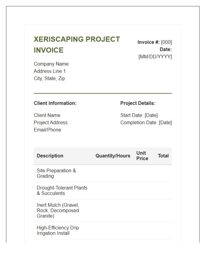 Xeriscaping Project Service Invoice Template