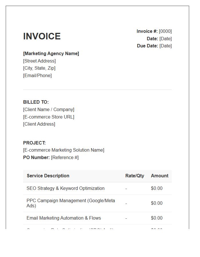 E-commerce Marketing Solution Project Invoice Template