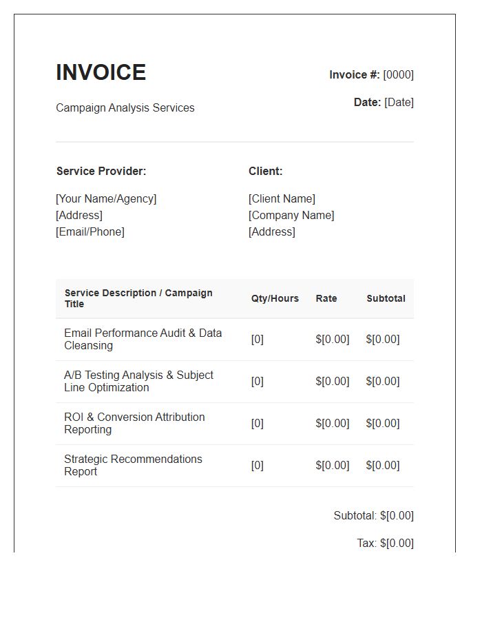 Email Marketing Campaign Analysis Invoice Template