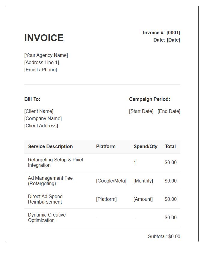 Retargeting Ad Campaign Services Invoice Template