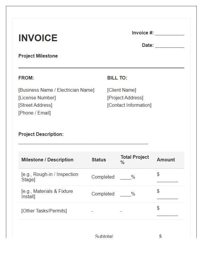 Electrician Project Milestone Invoice Template