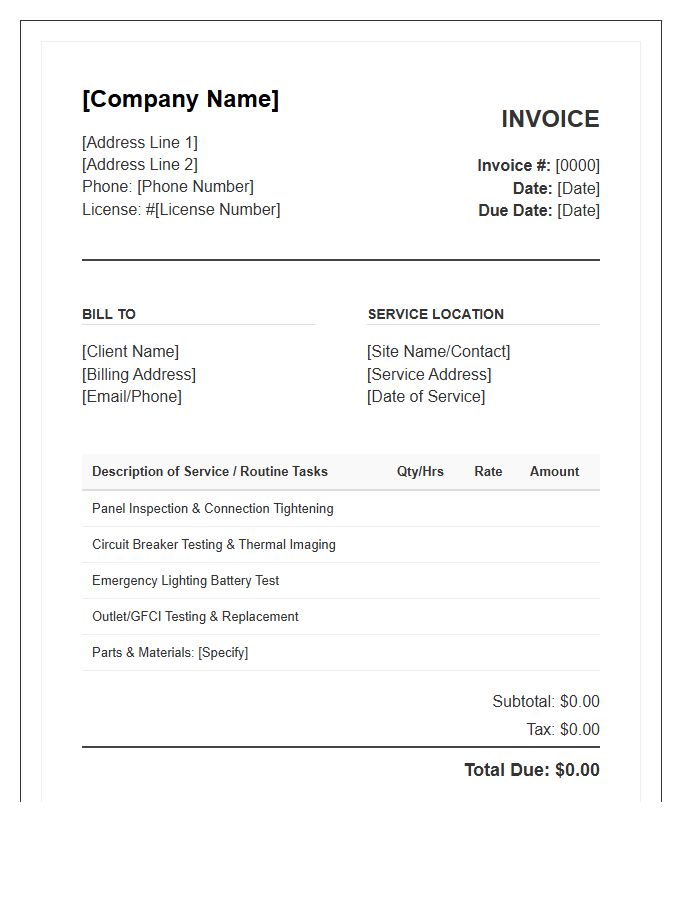 Routine Electrical Maintenance Service Invoice Template