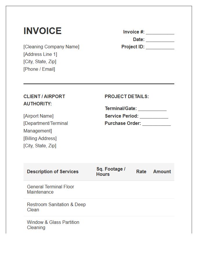 Airport Terminal Cleaning Project Invoice Template