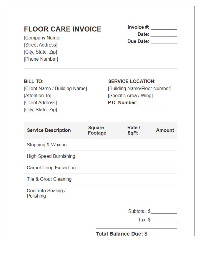 Corporate Building Floor Care Invoice Template