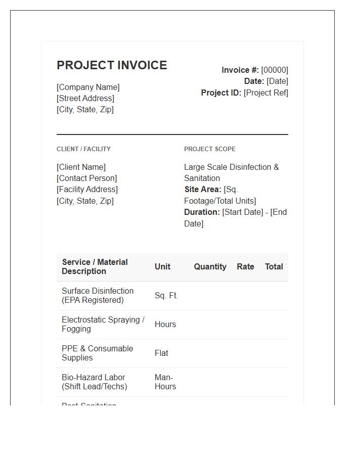 Large Scale Disinfection Project Invoice Template