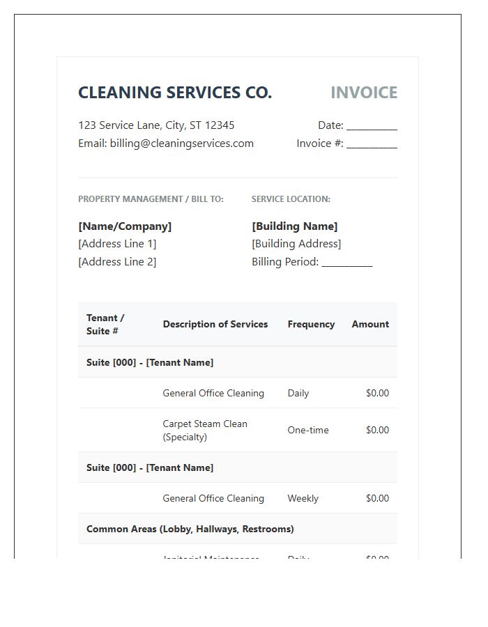 Multi Tenant Office Cleaning Invoice Template
