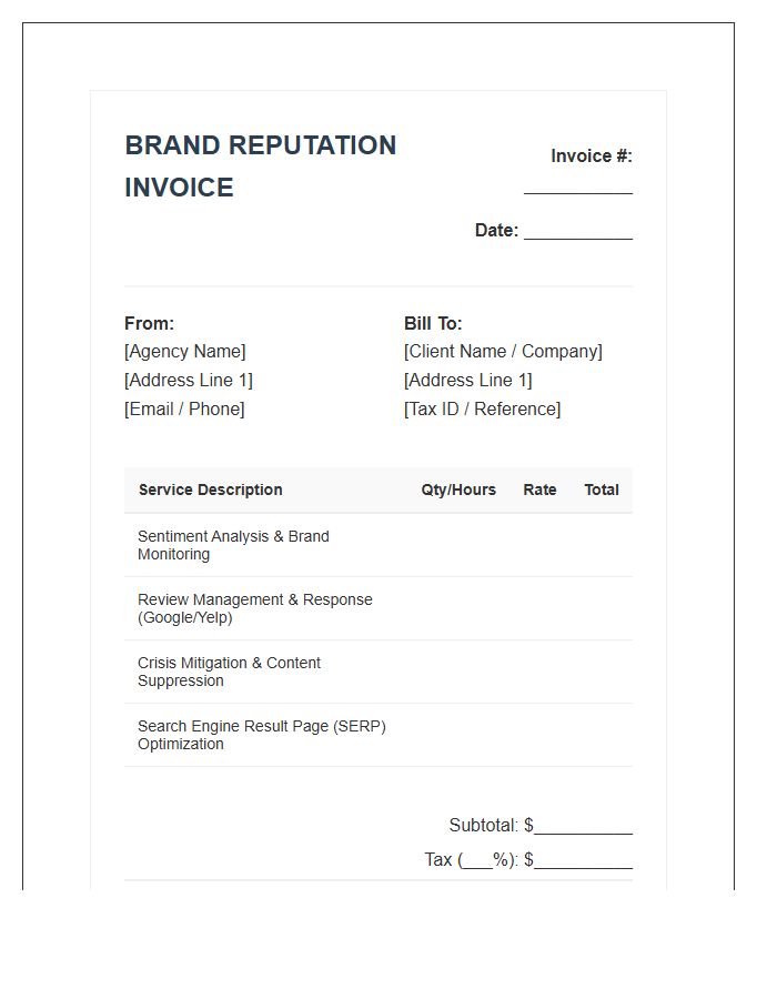 Brand Reputation Management Invoice Template