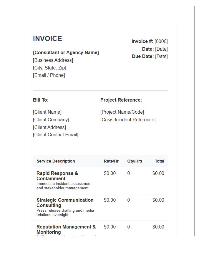 Crisis Management Professional Invoice Template