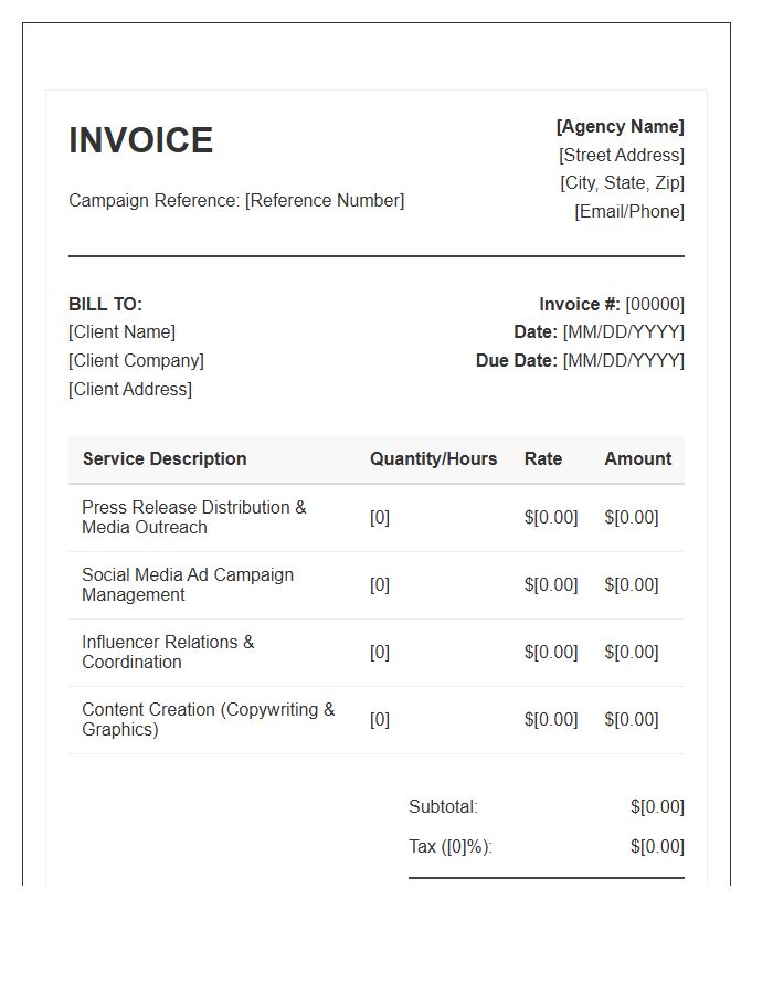 Publicity Campaign Services Invoice Template