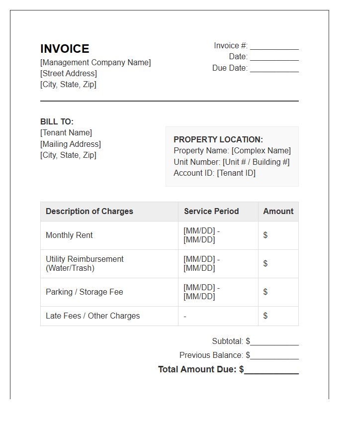 Multi Family Property Invoice Template