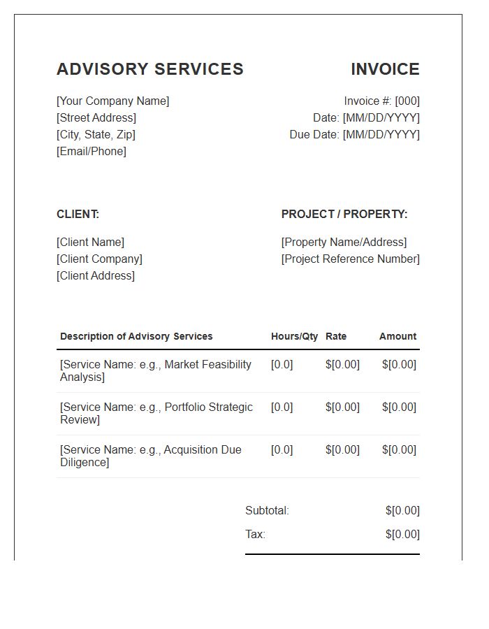 Real Estate Advisory Services Invoice Template