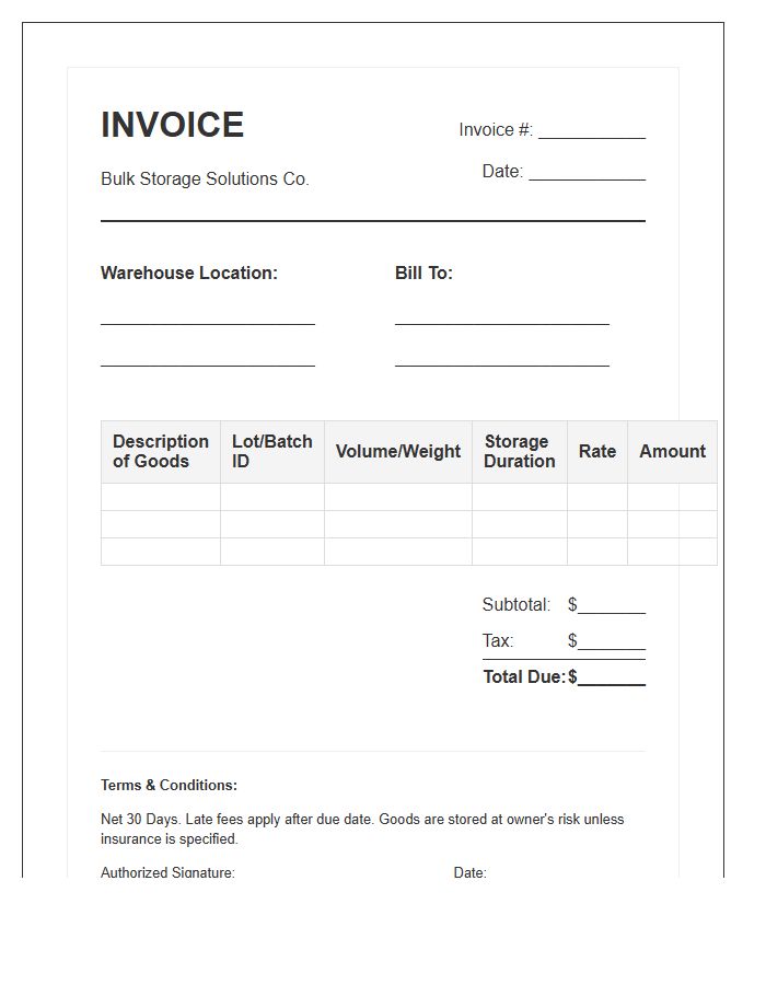 Bulk Goods Storage Invoice Template