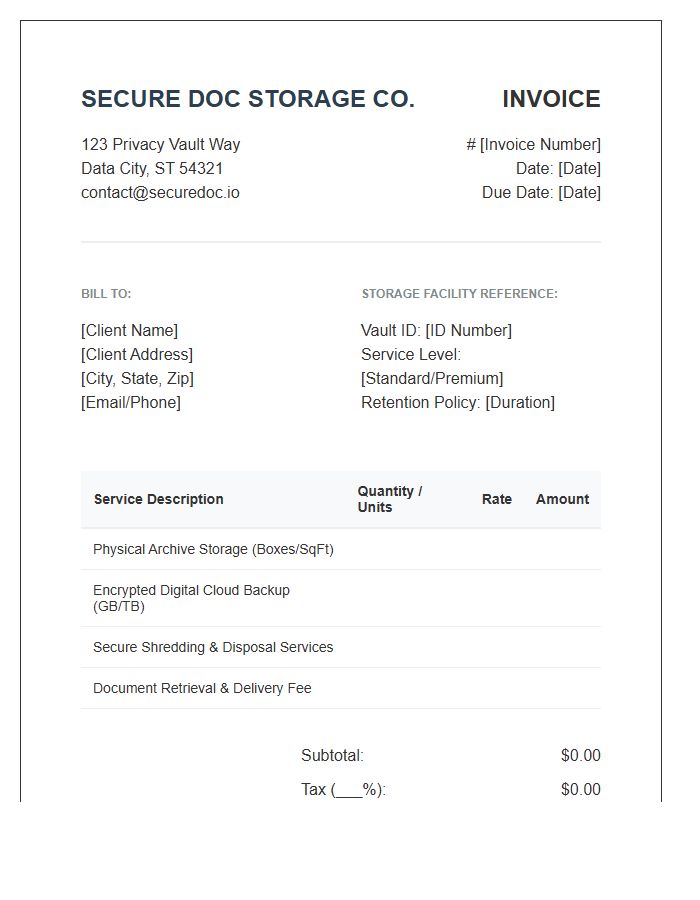 Secure Document Storage Invoice Template