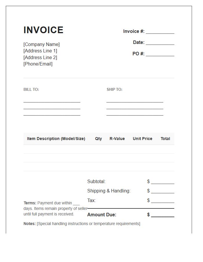 Insulated Shipping Container Invoice Template