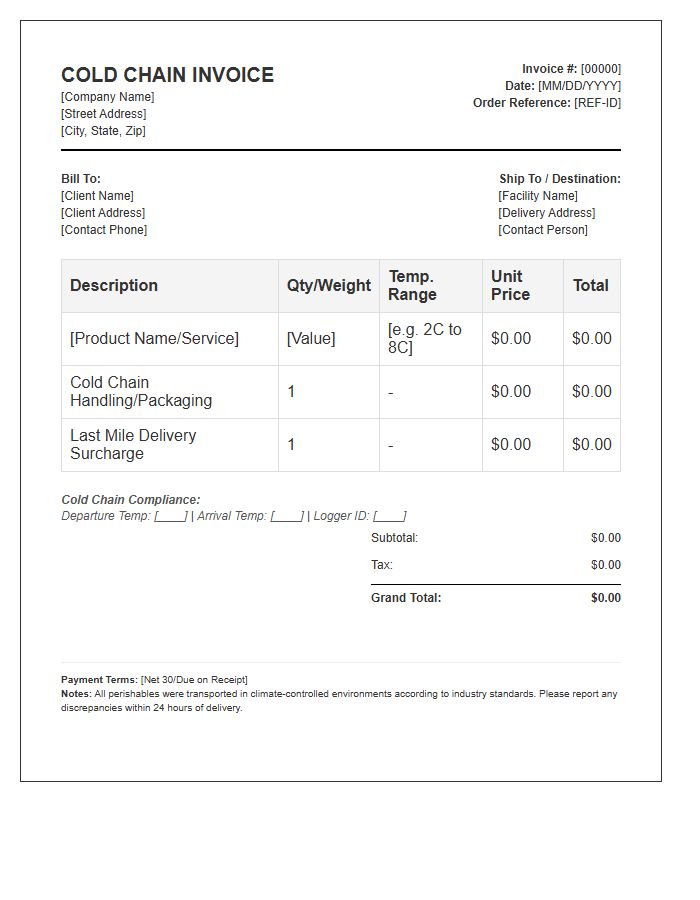 Last Mile Cold Chain Invoice Template