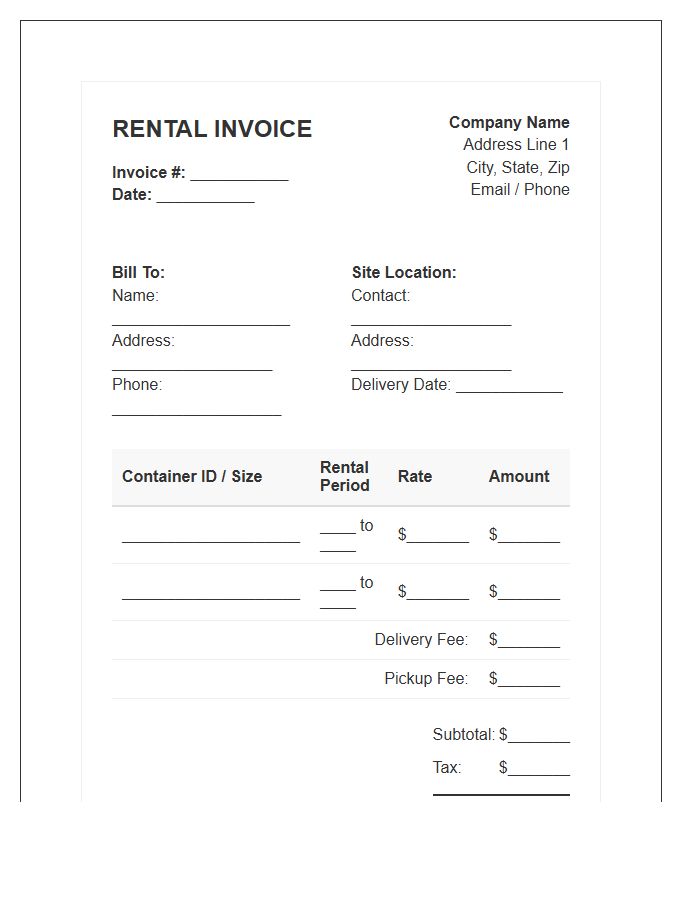 Cargo Container Rental Invoice Template