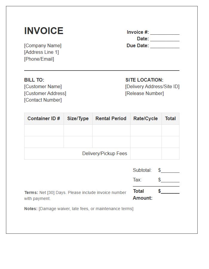 Freight Container Rental Invoice Template