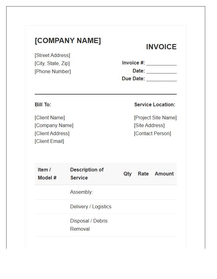 Furniture Assembly Logistics Invoice Template