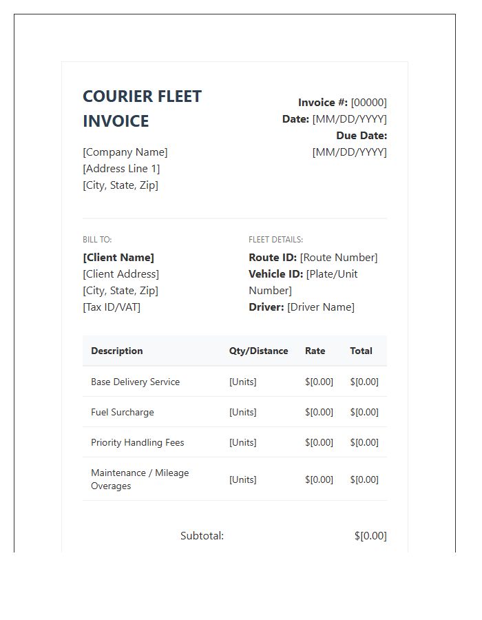 Courier Fleet Management Invoice Template