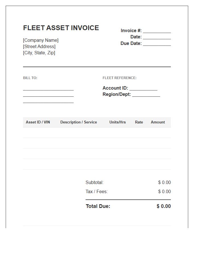 Fleet Asset Management Invoice Template