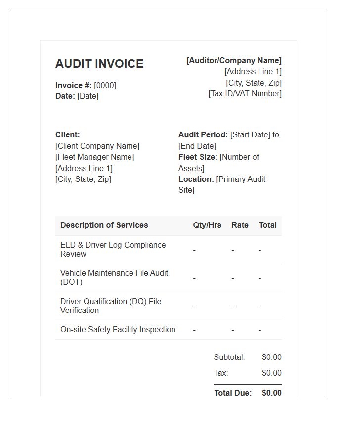 Fleet Compliance Audit Invoice Template