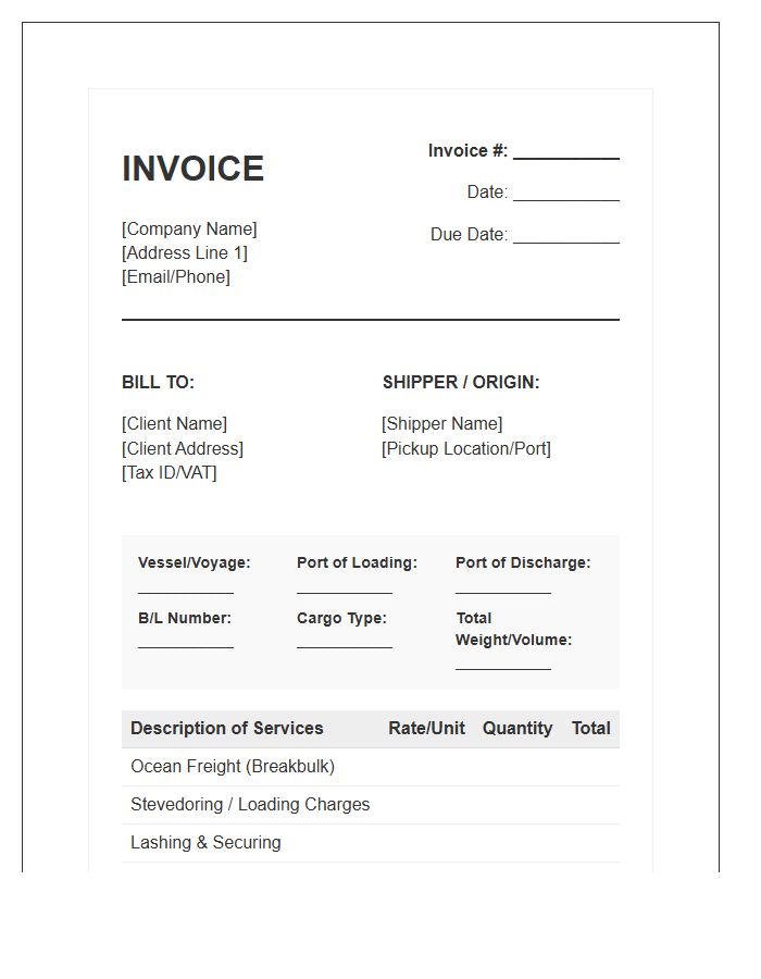 Breakbulk Freight Service Invoice Template