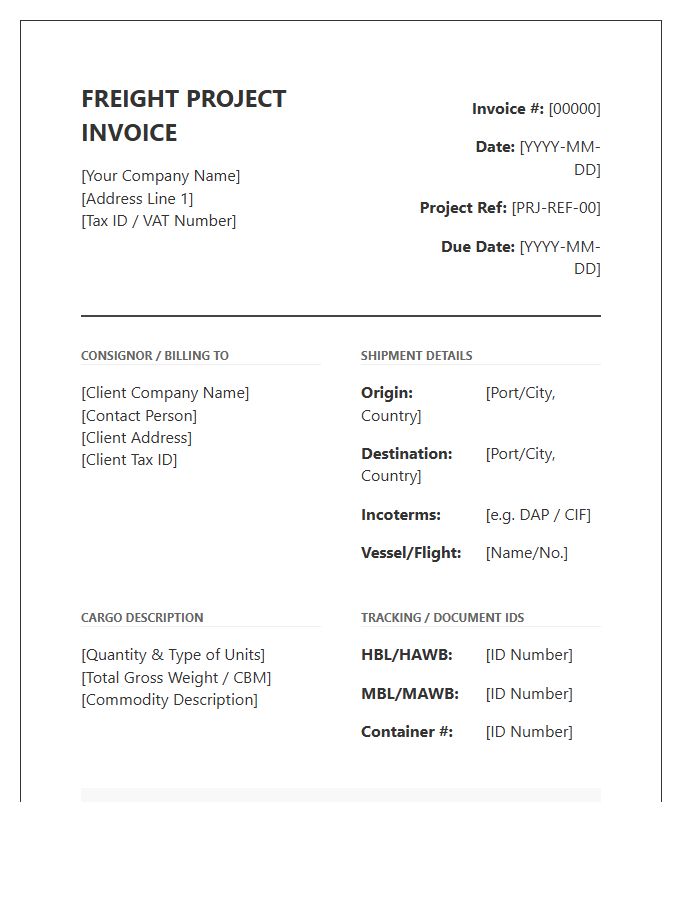 Complex Freight Project Invoice Template