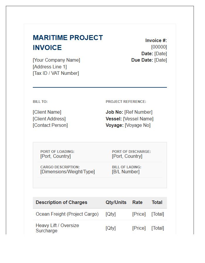 Maritime Project Freight Invoice Template