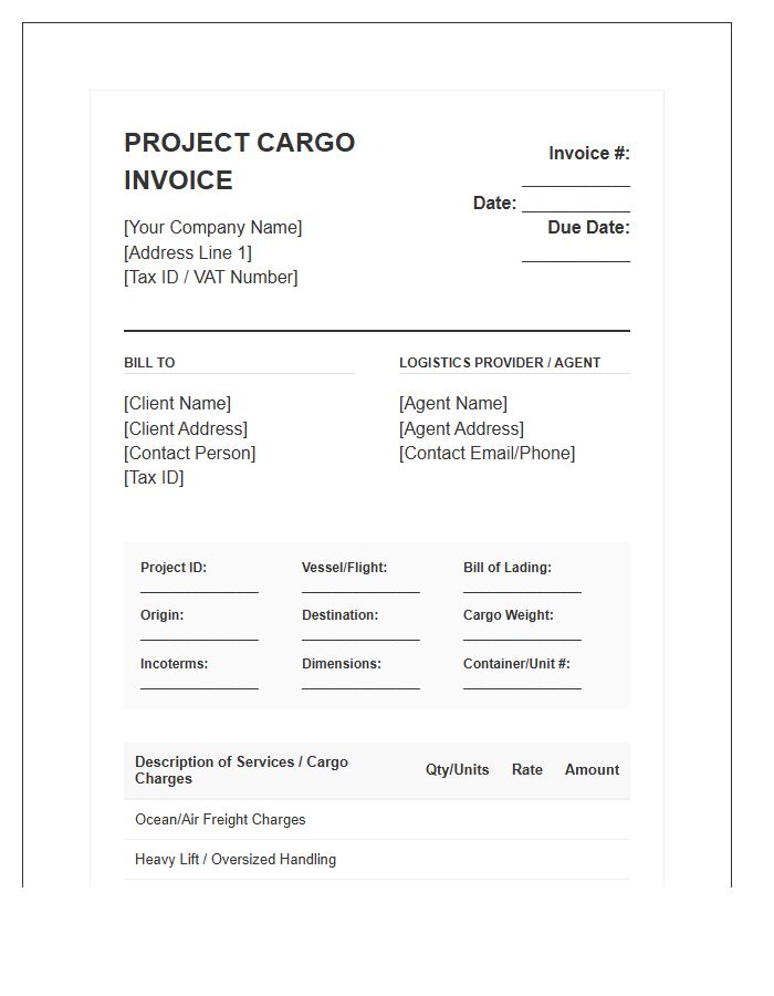 Project Cargo Supply Chain Invoice Template