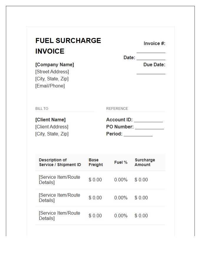 Business Fuel Surcharge Invoice Template