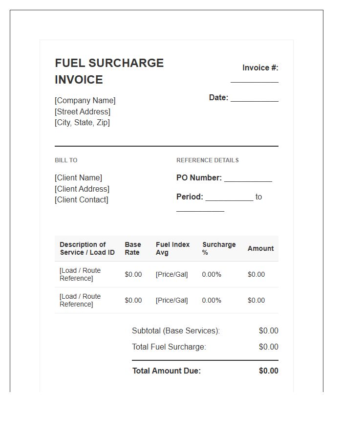 Commercial Fuel Surcharge Invoice Template Layout