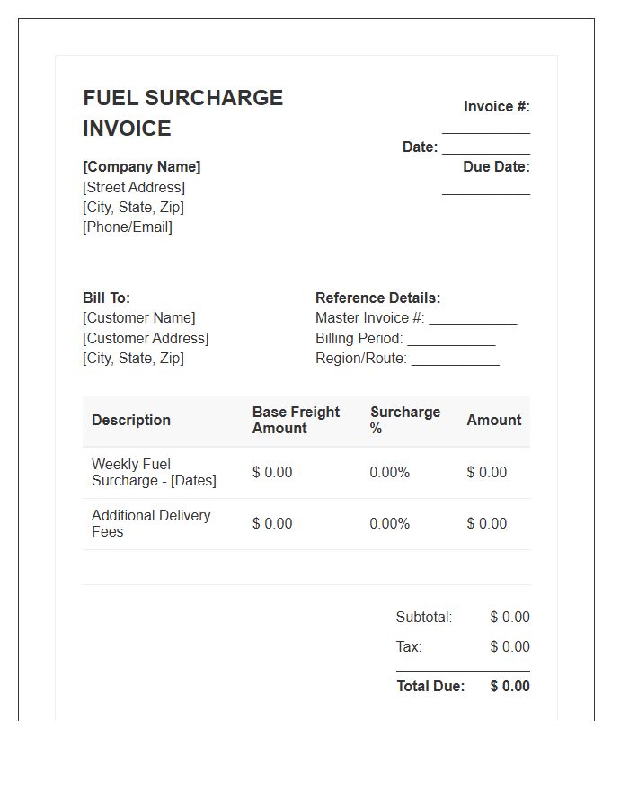 Delivery Service Fuel Surcharge Invoice Template
