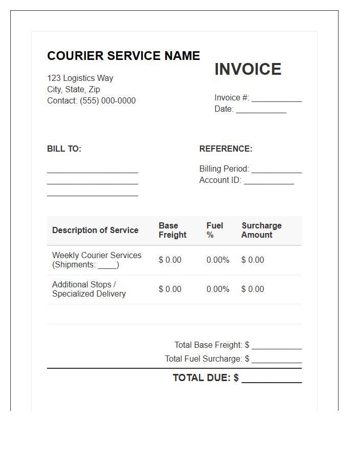 Fuel Surcharge Invoice Template For Courier Services