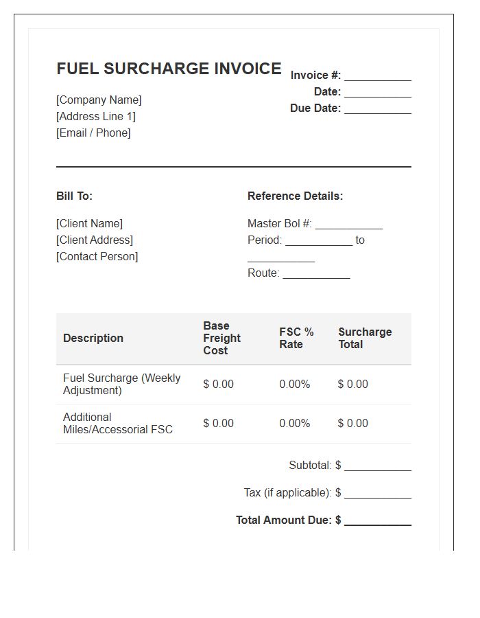 Fuel Surcharge Invoice Template For Logistics