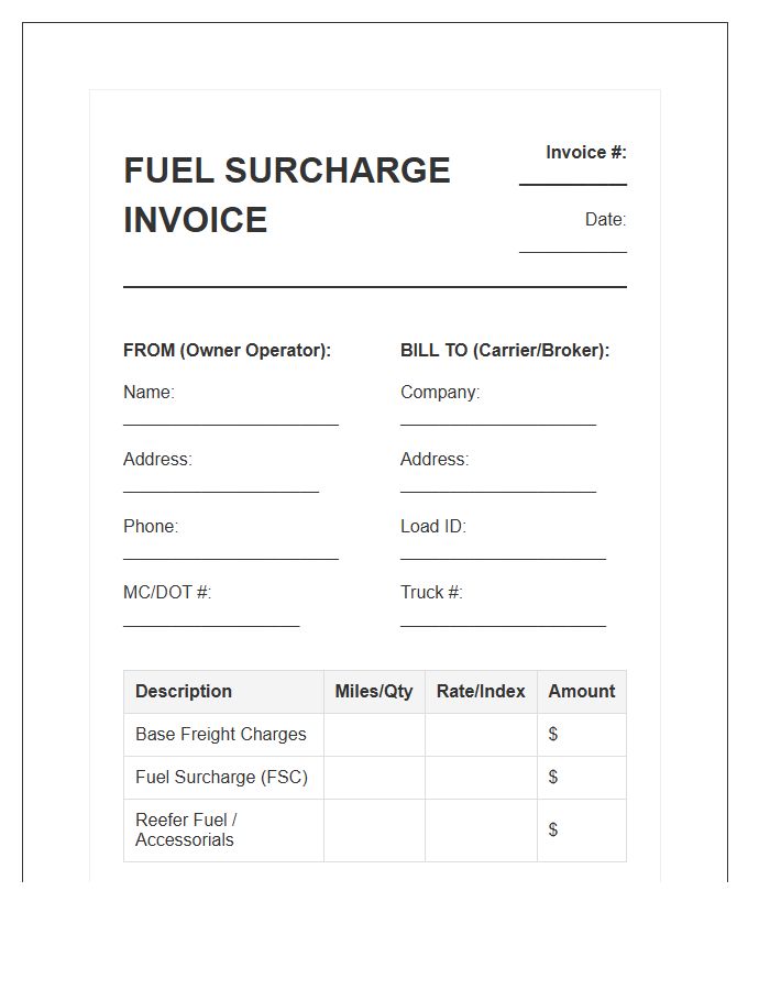 Fuel Surcharge Invoice Template For Owner Operators