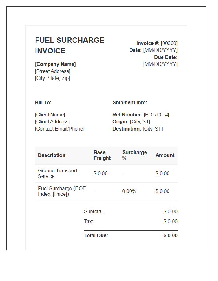 Ground Transport Fuel Surcharge Invoice Template