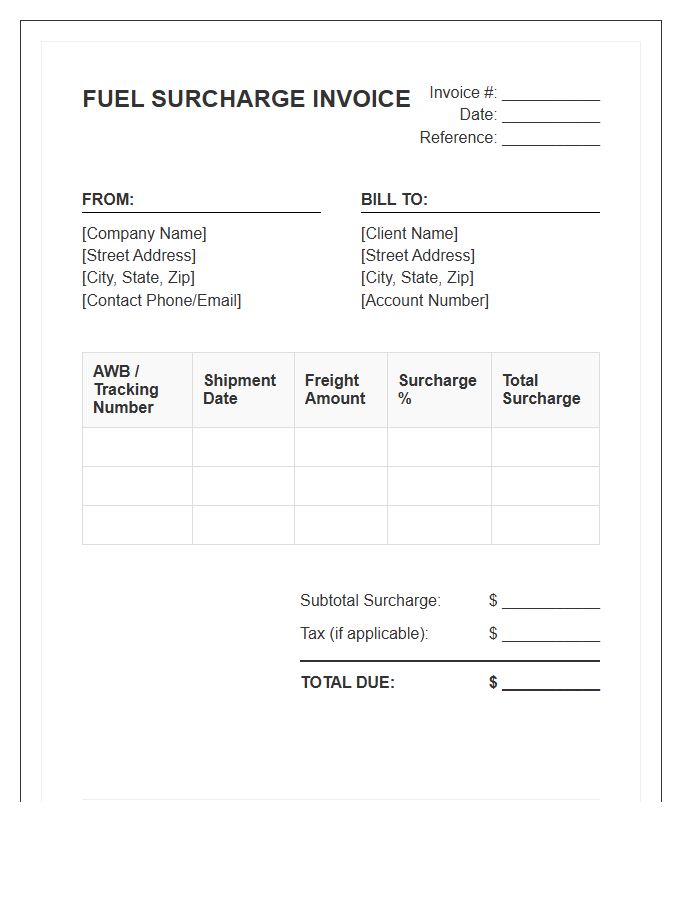 International Shipping Fuel Surcharge Invoice Template