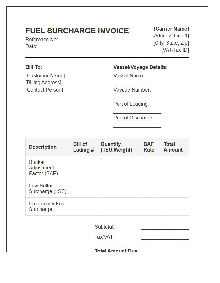 Maritime Fuel Surcharge Invoice Template