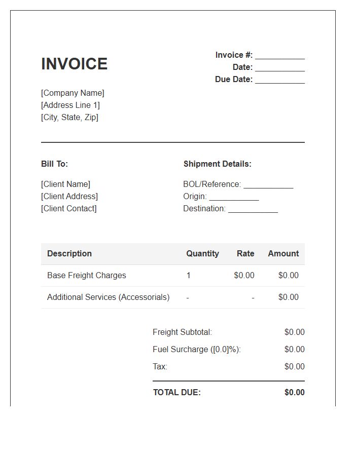 Percentage Based Fuel Surcharge Invoice Template