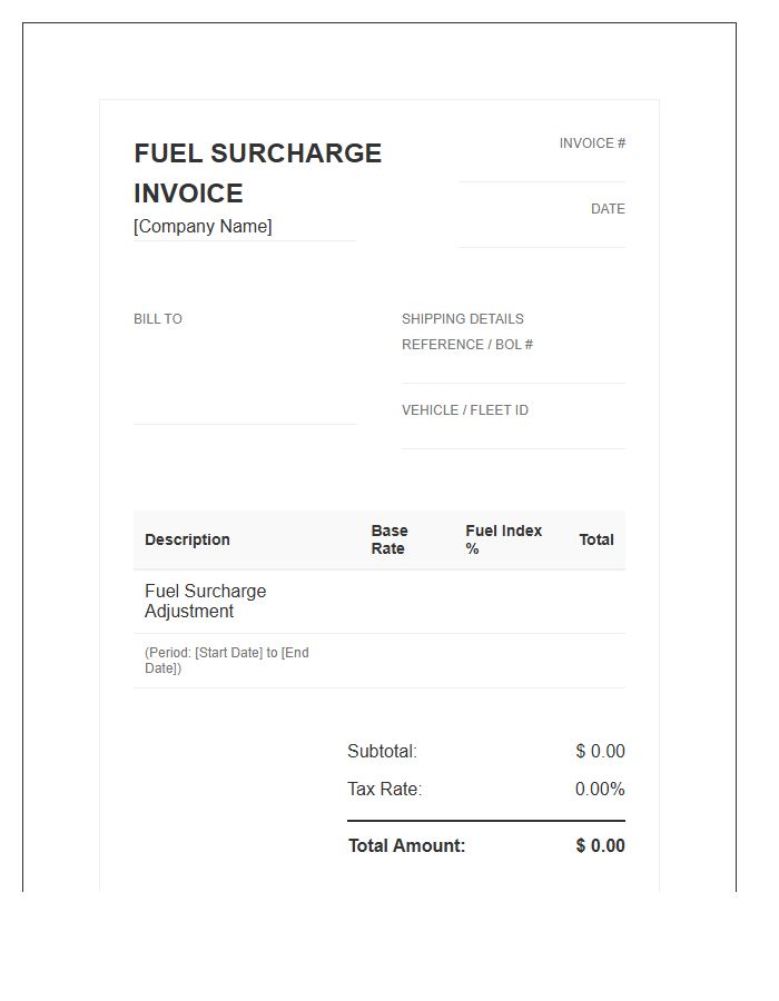 Standard Fuel Surcharge Invoice Template Design