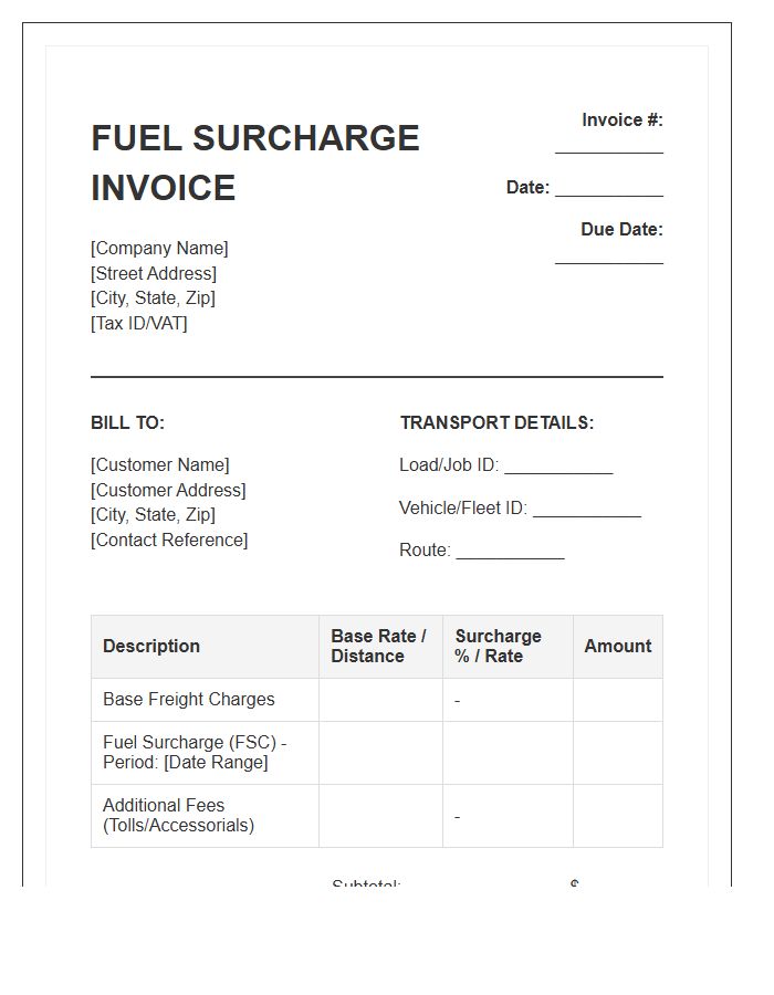 Transport Industry Fuel Surcharge Invoice Template