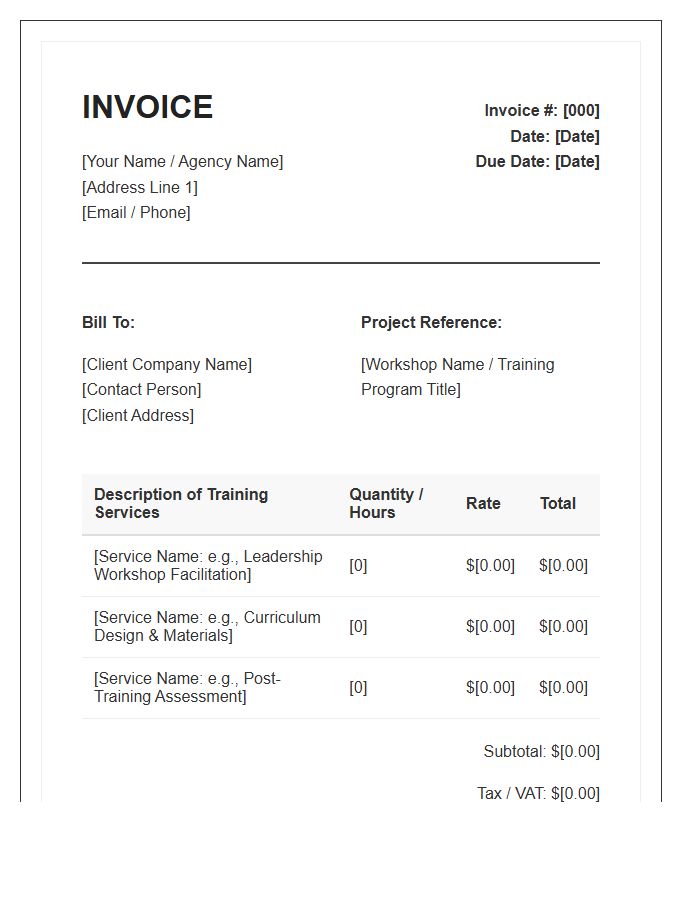 Corporate Training Specialist Invoice Template