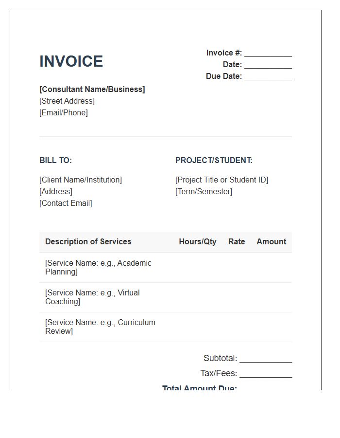 Virtual Education Consultant Invoice Template
