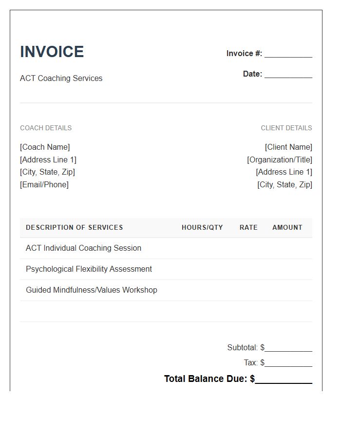 ACT Coaching Service Invoice Template