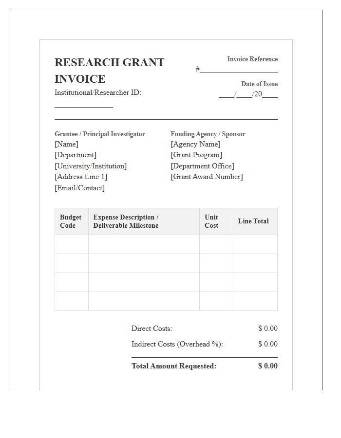 Advanced Academic Research Grant Invoice Template