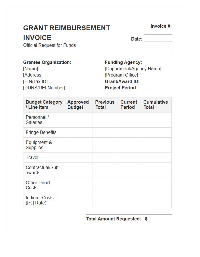 Government Funded Research Grant Invoice Template