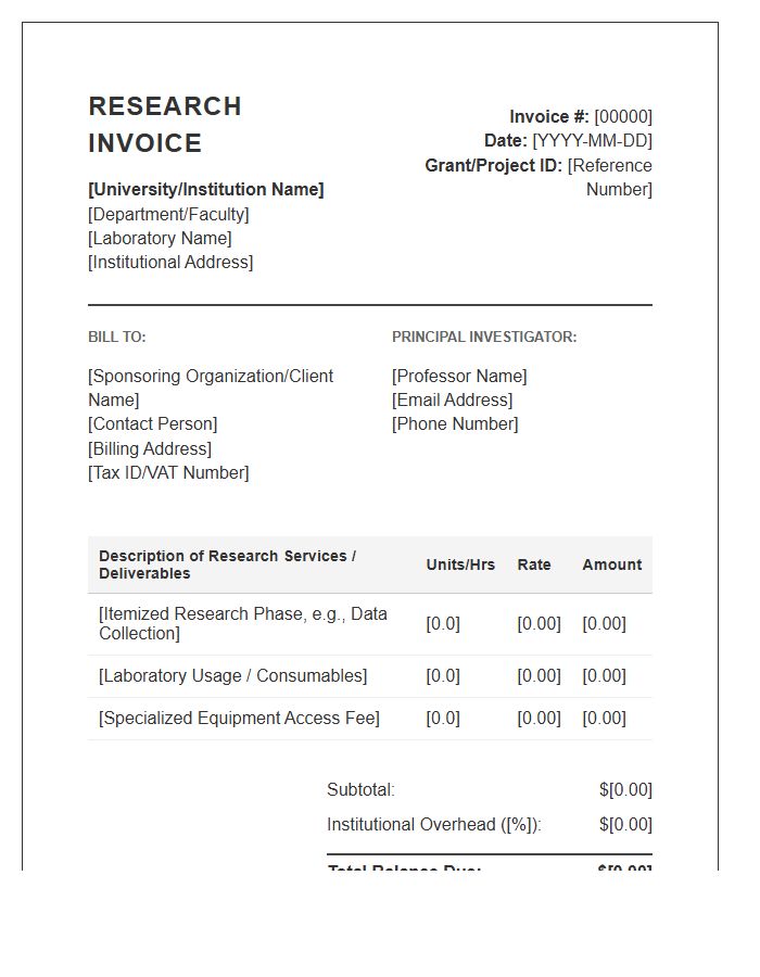 Higher Education Scientific Research Invoice Template
